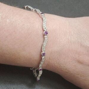 *Sale* Sterling Silver Purple Amethyst Bracelet 7.5"